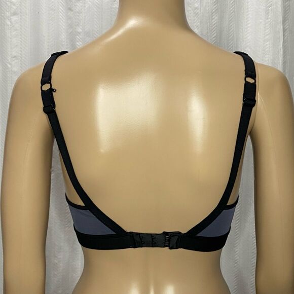 Sweaty Betty Victory Run Bra Blue/Black Mesh Back Back Clasp Racer Back 32C - Picture 4 of 7
